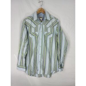 Vtg Express Rider Western Shirt Pearl Snap Aztec Pattern Large Vintage Cowboy
